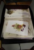 A folder of unframed artwork mostly watercolours