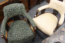 Two late Victorian horseshoe shaped open armchairs