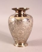 A 19TH CENTURY SMALL PERSIAN ENGRAVED VASE - the body of the vase with carved floral motif
