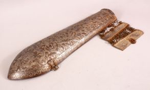 A 19TH CENTURY PERSIAN QAJAR STEEL ARM GUARD, 34cm long.