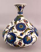 A LARGE FRENCH IZNIK POTTERY VASE - decorated with a white ground with floral roundel to the