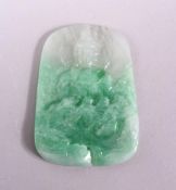 A GREEN JADITE FIGURE OF A GOD, 7cm x 5cm.