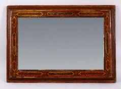 A LARGE 19TH CENTURY PERSIAN QAJAR KHATAMKARI MOSAIC INLAID WOODEN MIRROR, with calligraphy panels