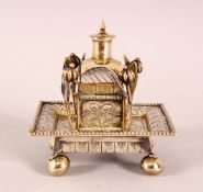 A 19TH CENTURY CHINESE SILVER SNUFF BOTTLE & TRAY - the silver formed snuff bottle housed in a