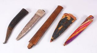 A MIXED LOT OF 5 INDIAN DAGGER SHEATHS, mixes style and sizes, (5)