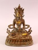 A THAI BRONZE BUDDHA, with traces of gilt work, 22cm high.