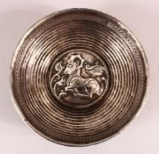A RARE EARLY PERSIAN SOLID SILVER DOUBLE SKINNED REPOSE BOWL, possibly Sassanian, the centre