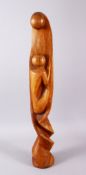 MOHAMMED GHANI HIKMAT ( IRAQ, 1929 - 2011 ) - MOTHERHOOD, a finely carved wooden sculpture of mother