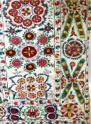 A GOOD LARGE WEDDING EMBROIDERY, Susani, 20th Century, with cream ground cotton, with stylised