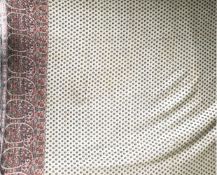 A GOOD LARGE EUROPEAN SILK SHAWL, the patterned cream centre bordered by typical paisley design, 8ft