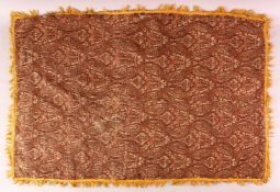 A 19TH CENTURY KASHMIR SHAWL FRAGMENT, with tassel borders, 87cm x 60cm