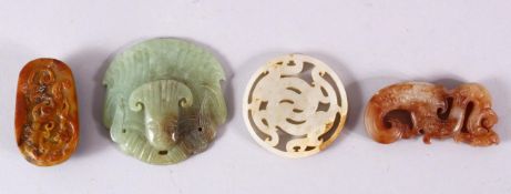 FOUR VARIOUS JADE AND HARDSTONE PIECES.