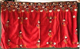 A LARGE KUTCH SINDH SKIRT, (possibly part only), 20th Century, fine cotton embroidered with mirrored