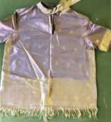 A LADIES LILAC SILK SMALL DRESS made from Indian sari fabric.