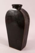 A CHINESE BLACK PORCELAIN VASE, 34.5cm.