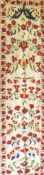 A EMBROIDERED COTTON TABLE RUNNER, 20th Century, Susuani Uzbekistan, 5ft 7ins x 1ft 8ins.