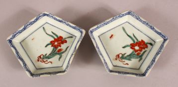 A PAIR OF JAPANESE MEIJI PERIOD PORCELAIN SWEET MEAT PLATES - both decorated with simple iris