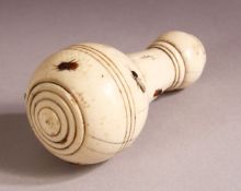A JAPANESE SHIBIYAMA DECORATED IVORY CANE HANDLE, the handle inlaid with various insects, 8.5cm