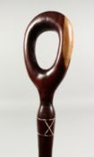 AN AFRICAN TWO-COLOUR WOOD WALKING STICK