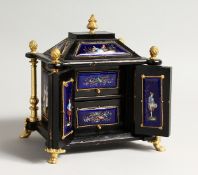 A VERY GOOD 19TH CENTURY LIMOGES CASKET with painted enamel panel, the door opening to reveal 2
