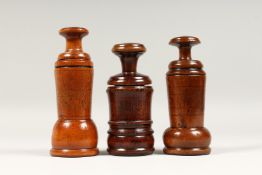 THREE TREEN NUTMEG GRATERS