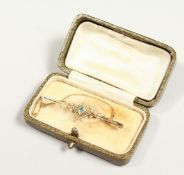A GOOD AQUAMARINE AND SEED PEARL BAR BROOCH