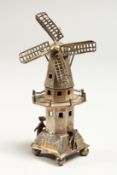 A DUTCH SILVER MINIATURE WINDMILL. 4.5ins high.