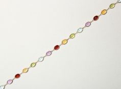 A YELLOW GOLD AND MULTI-GEM SET NECKLACE 62cm long