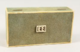 AN ART DECO SHAGREEN AND IVORY CIGARETTE BOX 7ins wide