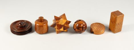 SIX VARIOUS PIECES OF TREEN including a ball and star
