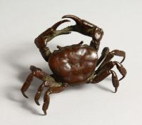 A GOOD JAPANESE BRONZE CRAB Signed, 4.25ins