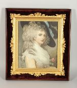 A GOOD GILDED FRAME in a velvet mount. 15ins x 13ins