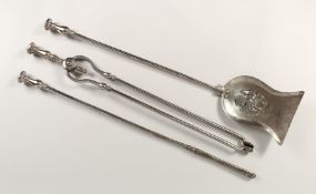 A SET OF GEORGIAN STEEL FIRE IRONS
