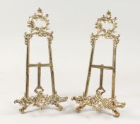 A PAIR OF BRASS EASELS 19ins high