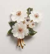 A SUPERB ROCK CRYSTAL JADE AND RUBY BROOCH