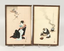 TWO CHINESE FRAMED WATERCOLOURS