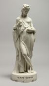 A PARIAN WARE FIGURE OF A CLASSICAL STANDING FEMALE signed to the base 
