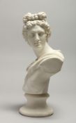 A PARIAN WARE BUST OF APOLLO. 11ins high.