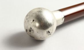 A SILVER HANDLE WALKING CANE