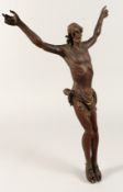 A 17TH CENTURY CARVED WOOD CORPUS CHRISTI 18ins long