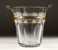 A GOOD LARGE BACCARAT OCTAGNONAL SHAPED, CUT GLASS WINE COOLER, with gilt metal handles. Glass
