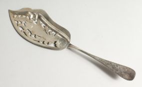 A RUSSIAN PIERCED AND ENGRAVED FISH SLICE Maker W.M. 84