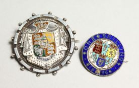 TWO SILVER AND ENAMEL CORN BROOCHES