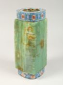 A SUPERB LARGE RUSSIAN JADE AND CLOISSONE ENAMEL VASE 12ins high