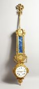 A SUPERB PAUL SORMANI A PARIS, ORMOLU AND LAPIS WALL CLOCK with 6.25in dial, garlands and flowers,