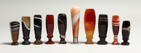 A COLLECTION OF TEN AGATE SEALS