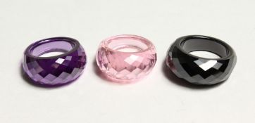THREE CRYSTAL RINGS
