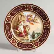 A VIENNA CIRULAR PLATE CLASSICAL SCENE BY F KOLLER. Beehive mark 9.5ins diameter