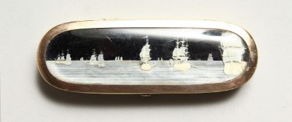 A STEPHANY AND DRESCH MICRO IVORY CARVING, GOLD MOUNTED IVORY TOOTHPICK BOX in a folding leather