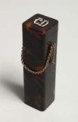 A 9CT GOLD MOUNTED TORTOISESHELL LIPSTICK COMPACT with applied silver initials ‘C.D.’